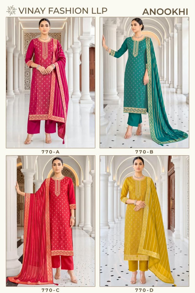 Anookhi By Vinay Kuleesh Viscose Chinya Silk Jacquard Salwar Kameez